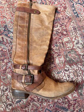 Vintage Leather Harness Boots - Size 39 (8.5/9) - Braided Spine Detail